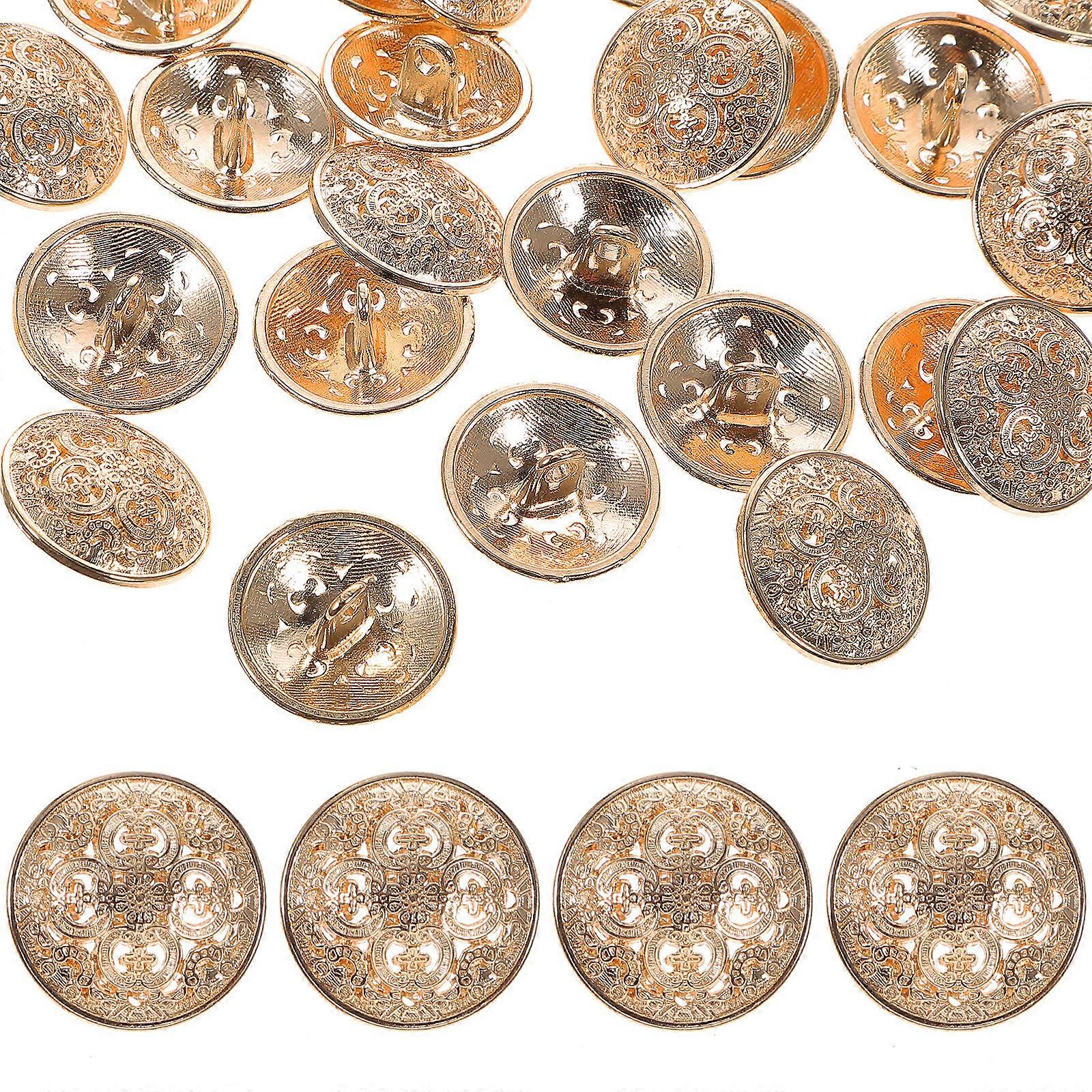 30pcs 18mm Stylish Metal Buckle Hollow-out Button Handcraft Tools Down Button DIY Sewing Buttons for Decor Use (Light Golden)