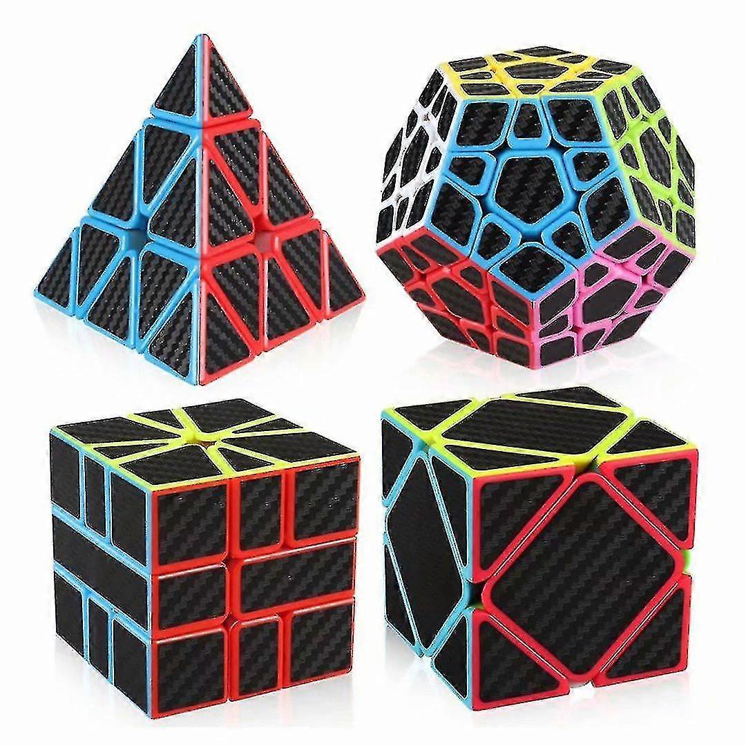 Cubo de velocidade de fibra de carbono conjunto 3x3 Pirâmide Megaminx 3x3x3 Skewb Square-1 Speed Cube Bundle Pack