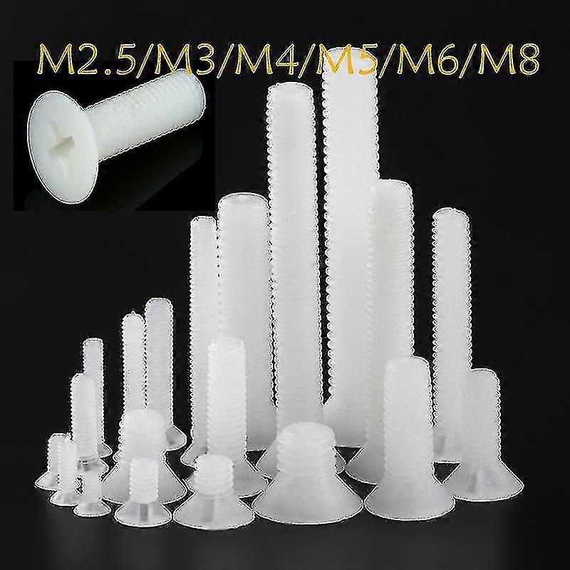 10 db 50db M2.5 M3 M4 M5 M6 M8 Lapos fejű Phillips csavarok Nylon műanyag csavar hossza 5mm 40mm A
