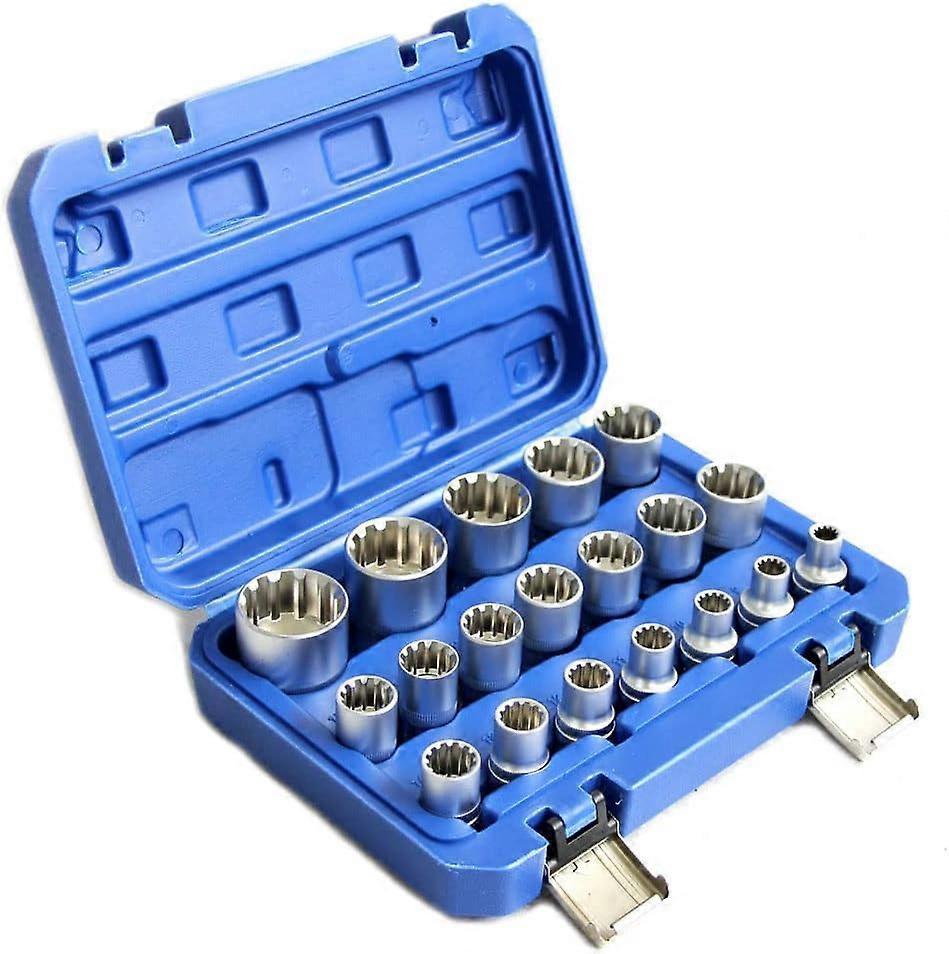 סט שקע Spline 1/2 כונן מטרי אוניברסלי 8-32mm ערכת שקע Cr-V 12 נקודות 19pcs