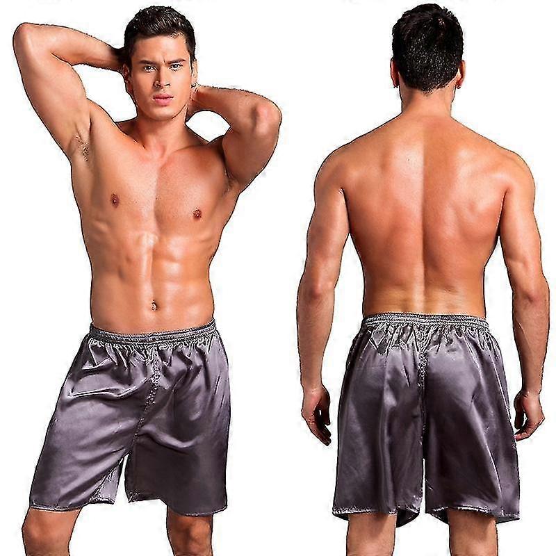 Mens satin pyjamas boksershorts med elastisk linning