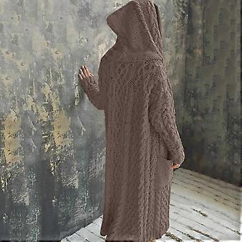 Papasgix Damen Strickjacke Langarm Hoodie Front öffnen Lange Strickjacken Mit Knöpfen Und Kapuze