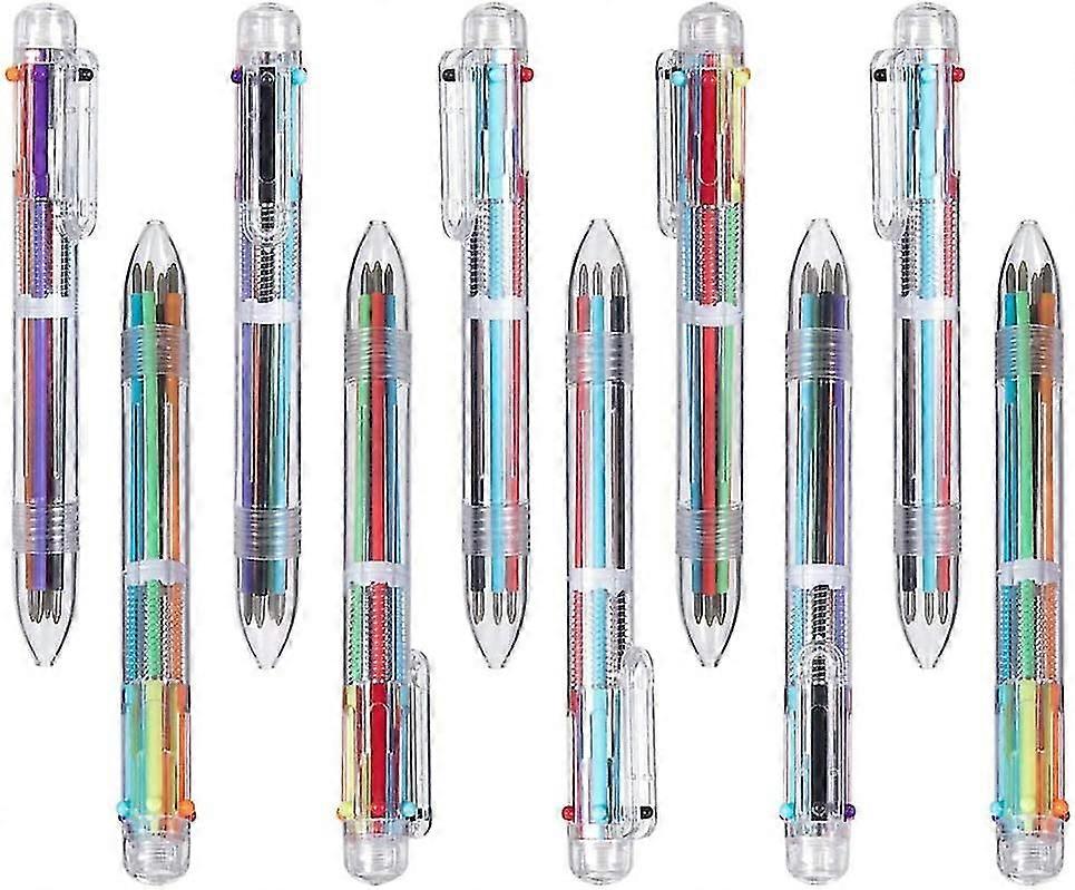 Multicolor Ballpoint Pens, Crday 6 In 1 Transparent Pole Rollerball Multicolour Pens