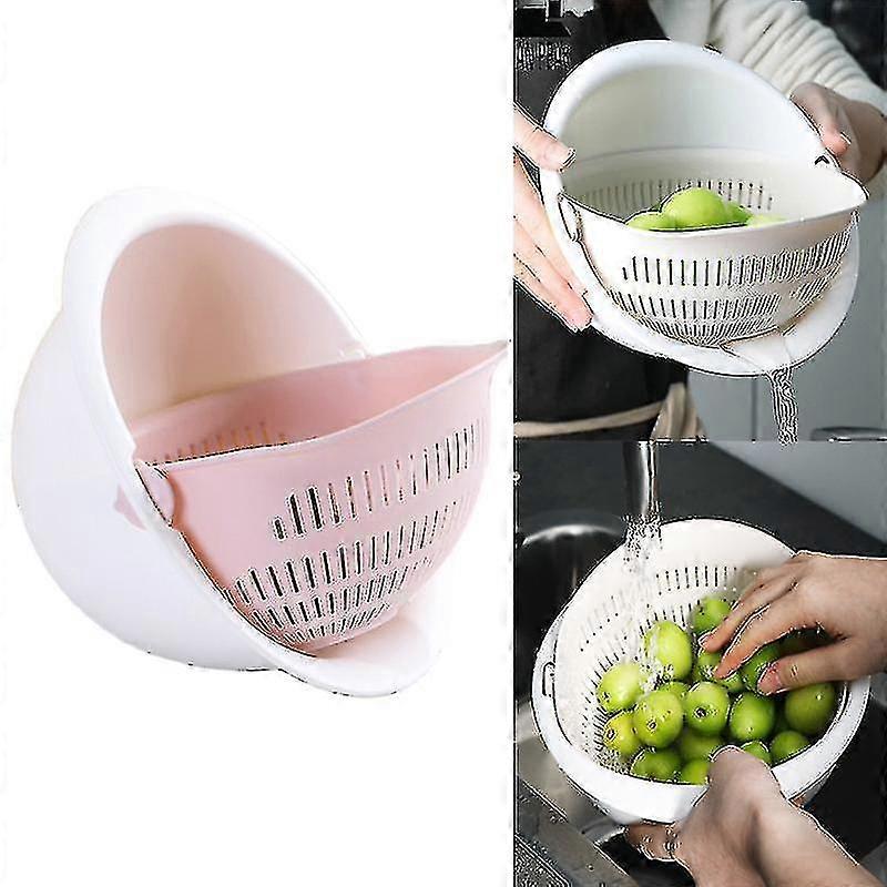 Kitchen Drain Basket Double Layer Vegetable Fruit Rice Washing Strainer Storage Basket Colander