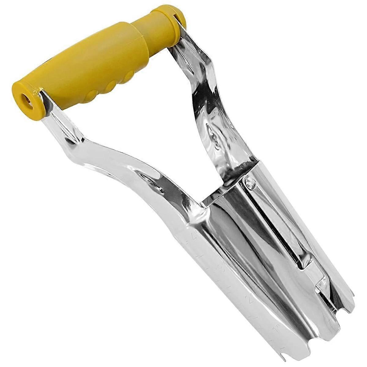 Garden Bulb Planter,Automatic Stainless Steel Soil Release Tool with 4Inches Depth Mark,HandHeld Bu