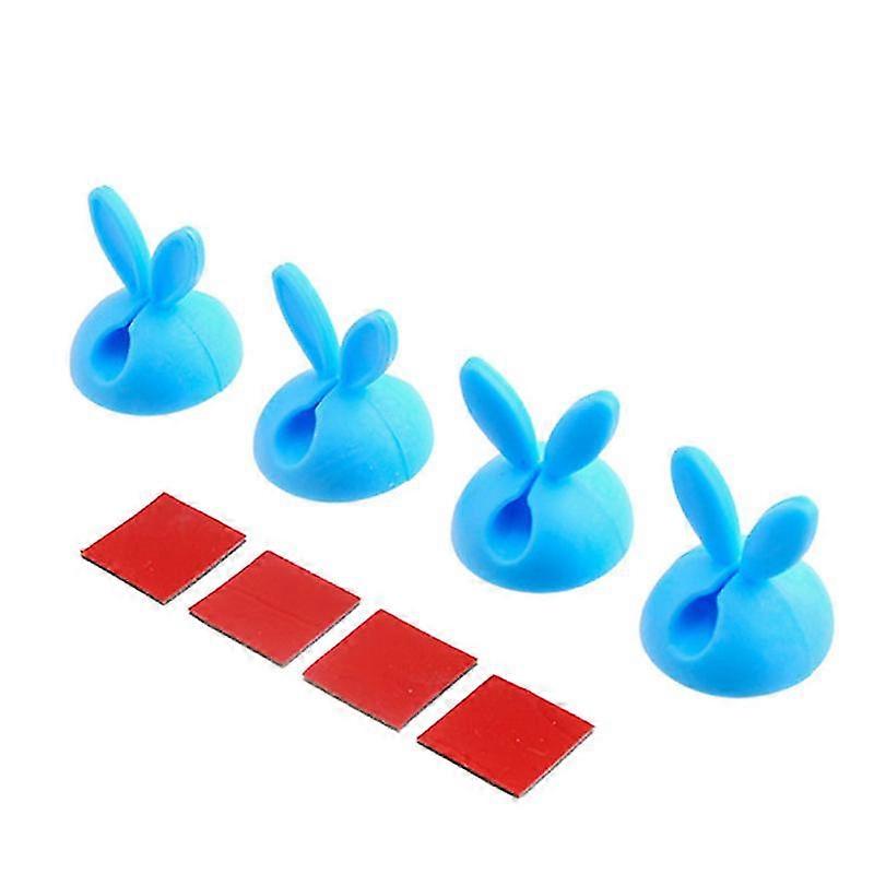 4 Pcs Desktop Rabbit Ear Fixer Silicone Wire Clip Holder Viscose Vire Winding Machine (Blue)