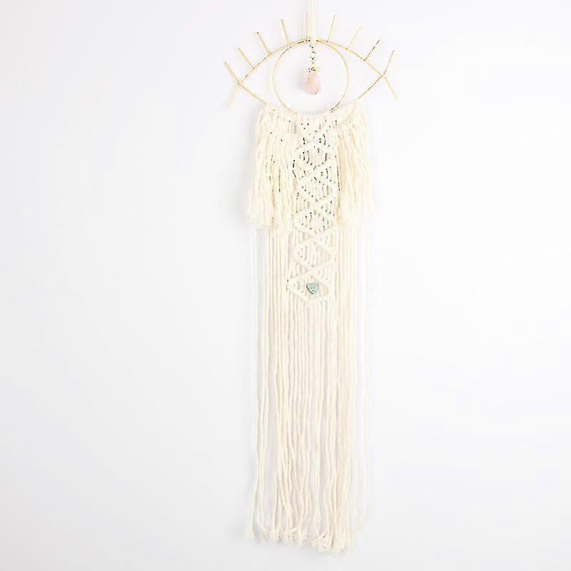 Boho Woven Macrame Wall Art, With Crystal Stone Trailer, 25*80cm