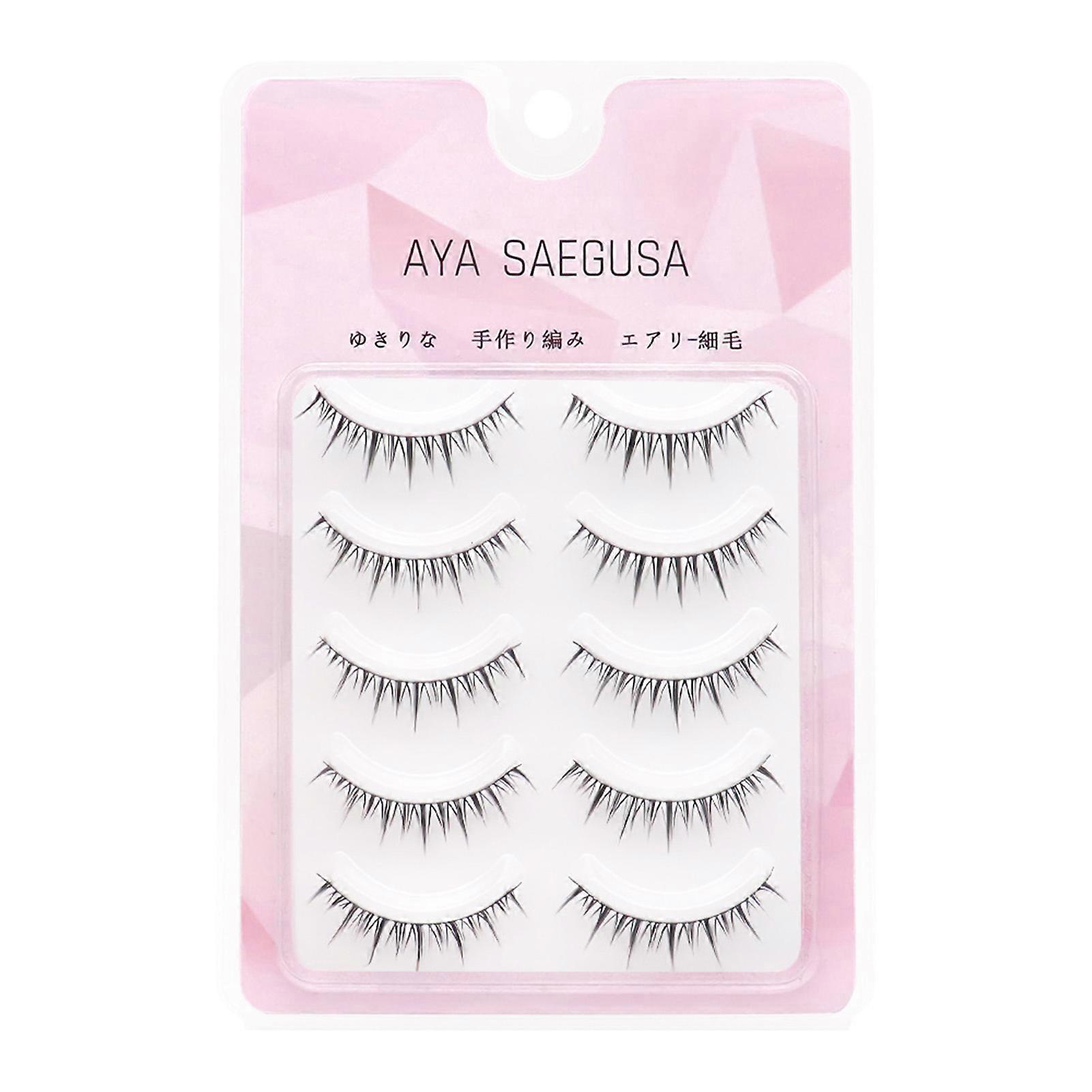 5 Pairs Long Comic Soft Eyelashes Lightweight Slender Fluffy Soft Lashes for Daily & Official Eye Wearing