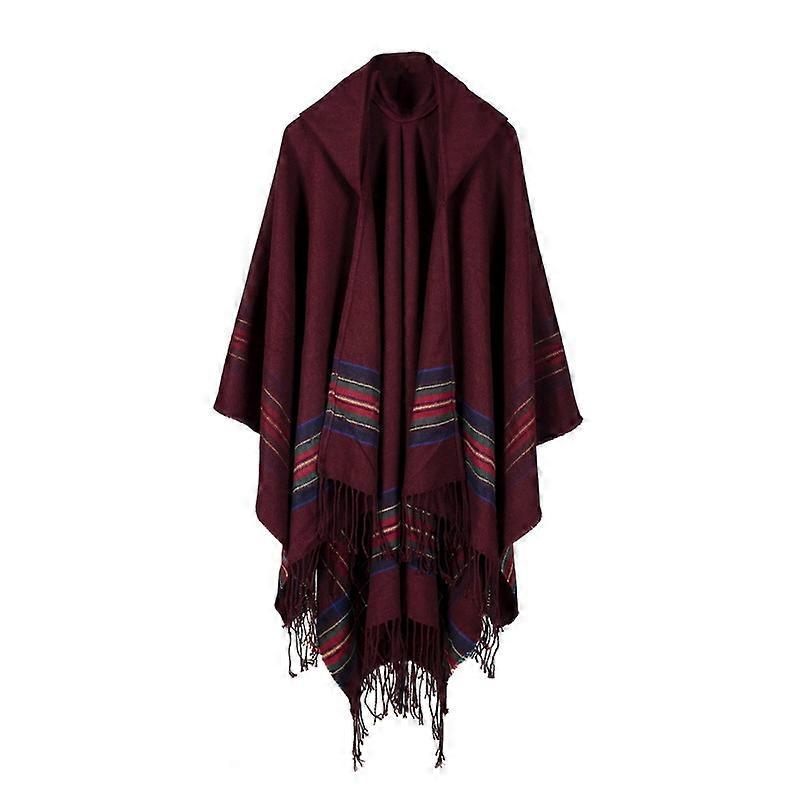 Poncho Capes with Hood Women's Classic Shawl Wraps Cardigans Loose Open Front Elegant Tassel Blanket Shawls