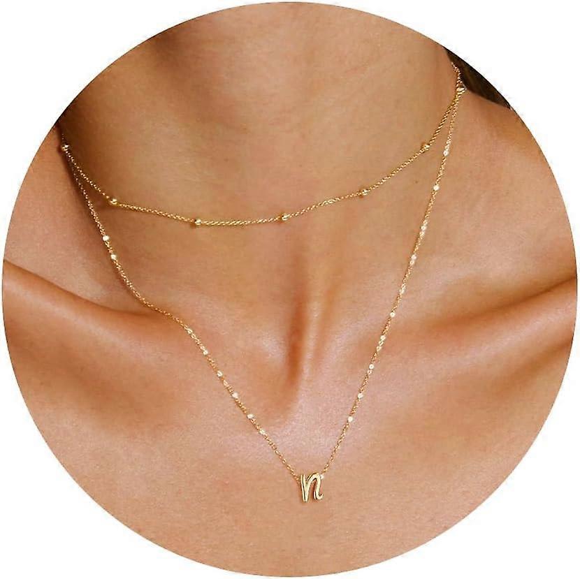 Layered Initial Necklaces for Women Trendy, 14K Gold Plated Letter