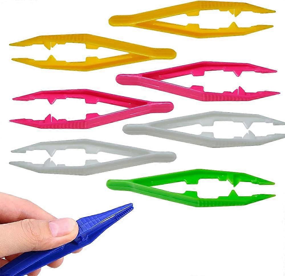 10 lightweight plastic tweezers with pointed and serrated tips for first aid, delicate work, gardening work, various colors.,2024 Ping