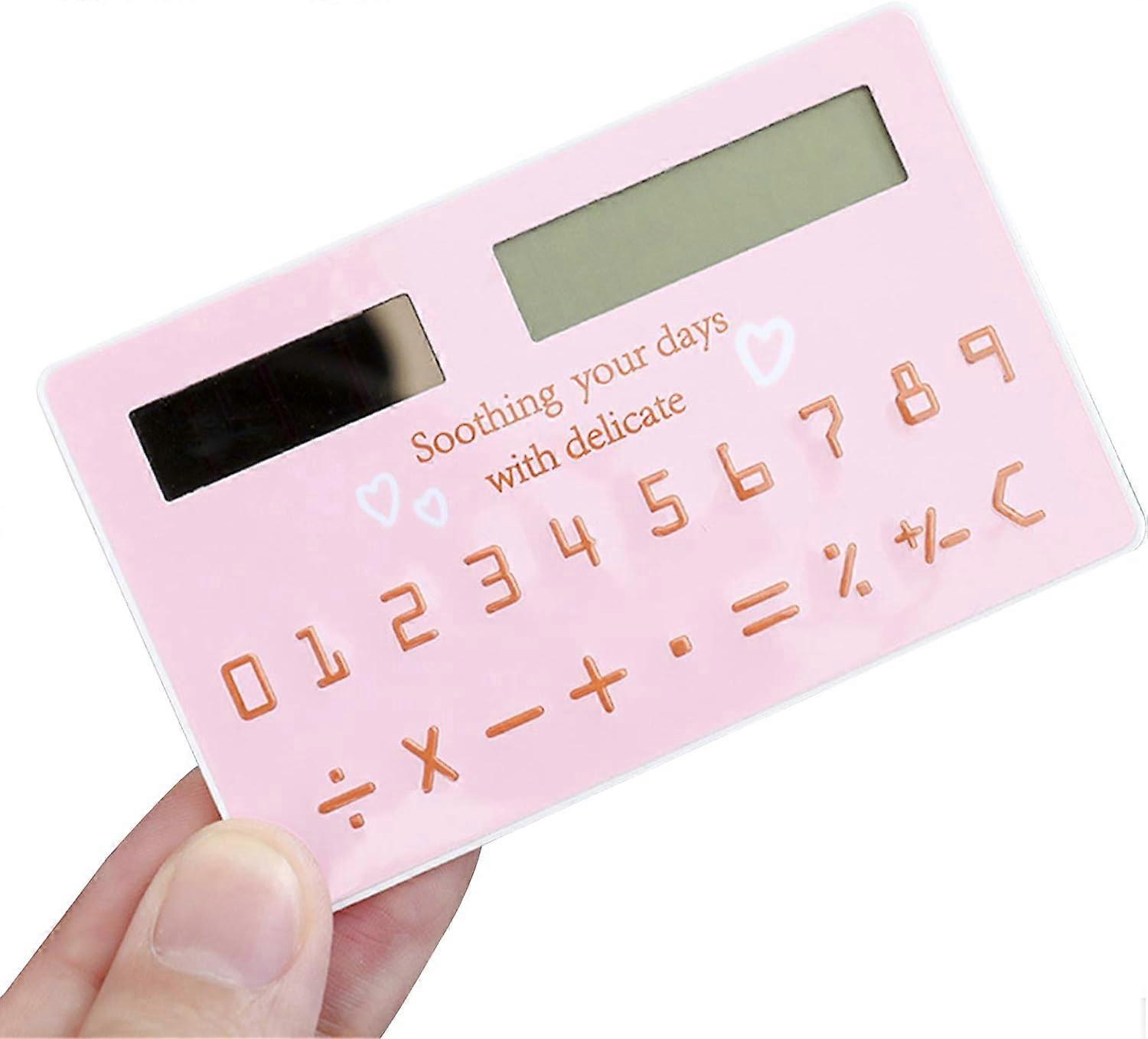 Calculator,Mini Ultra-Thin Card Size Calculator Cute Cartoon Solar Powered Calculator 8 Digits Portable DisplayColor Random,2024 Ping