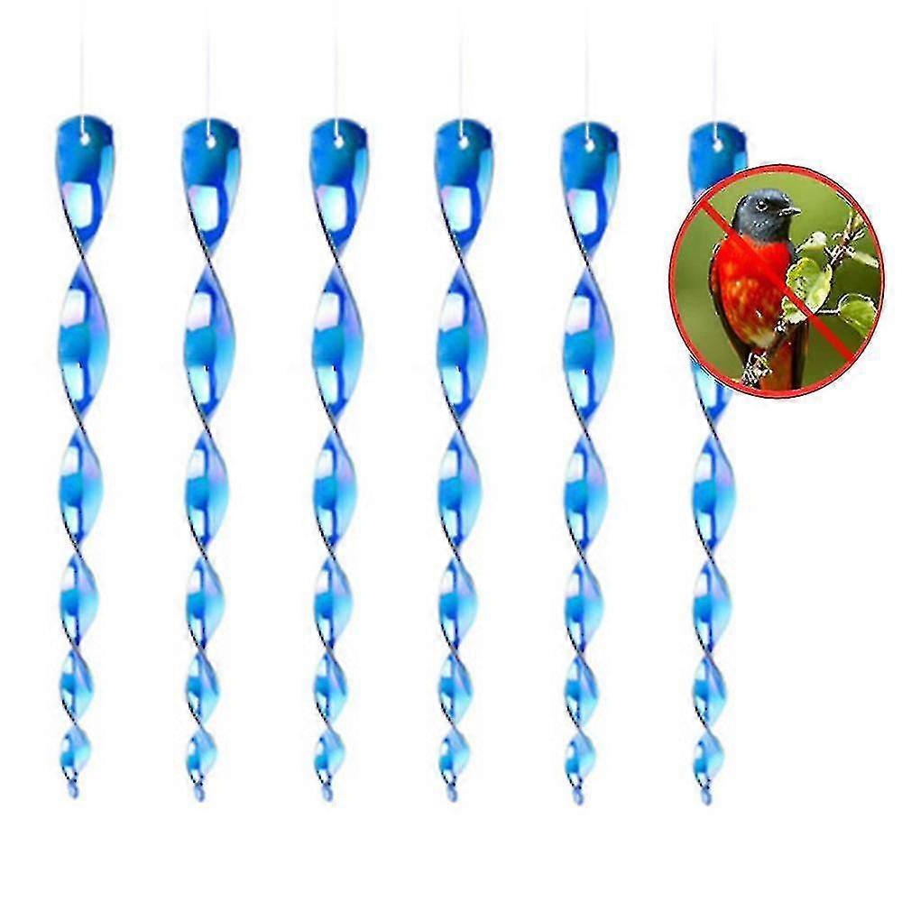 6 Piece Set Bird Control Reflective Wind Spiral In Blue Ideal As A Decoration - Defense Against Birds In The House & Garden