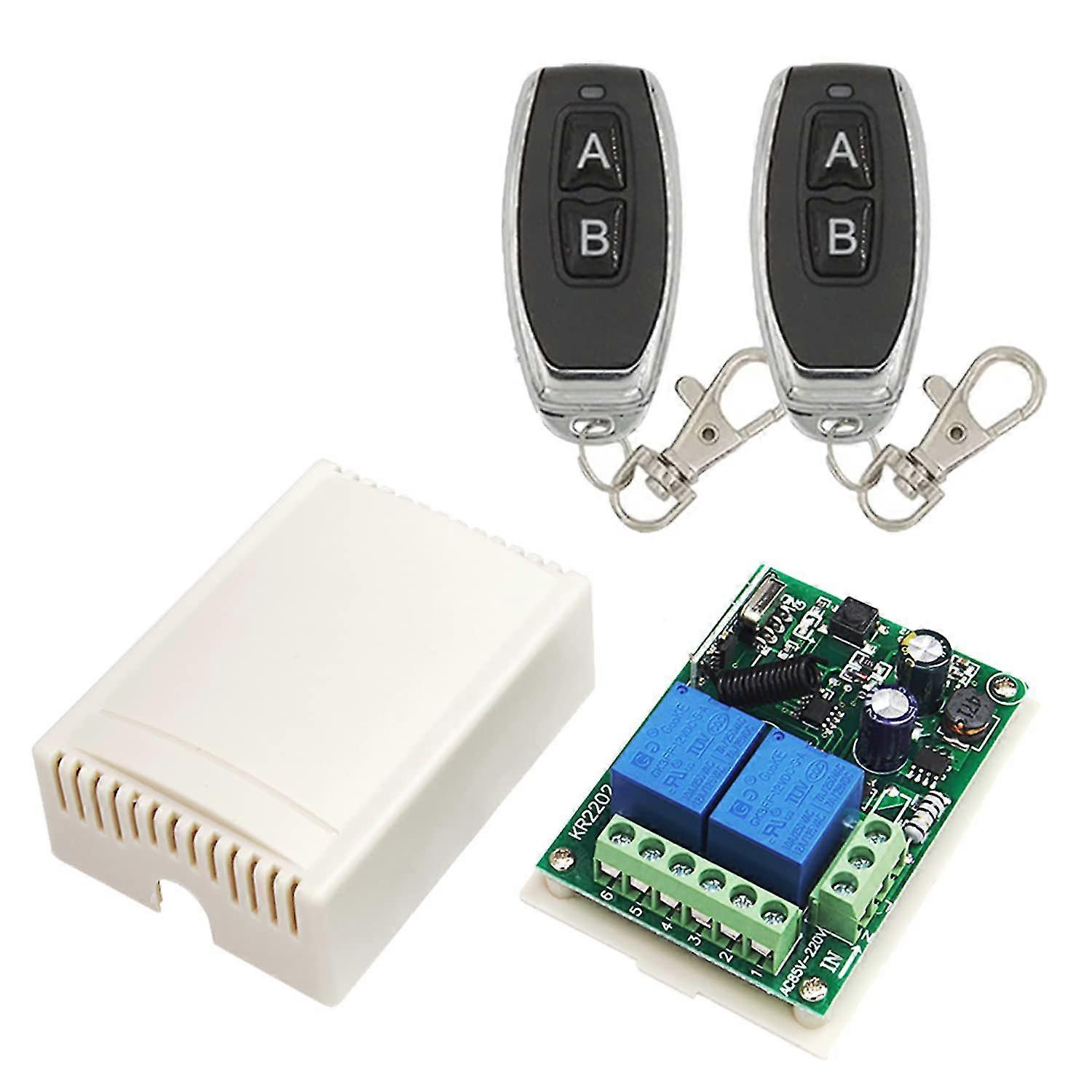220v Ac 2 Channel Wireless Remote Control Switch, With On/off Transmitter For Garage Door, Light, Home Use