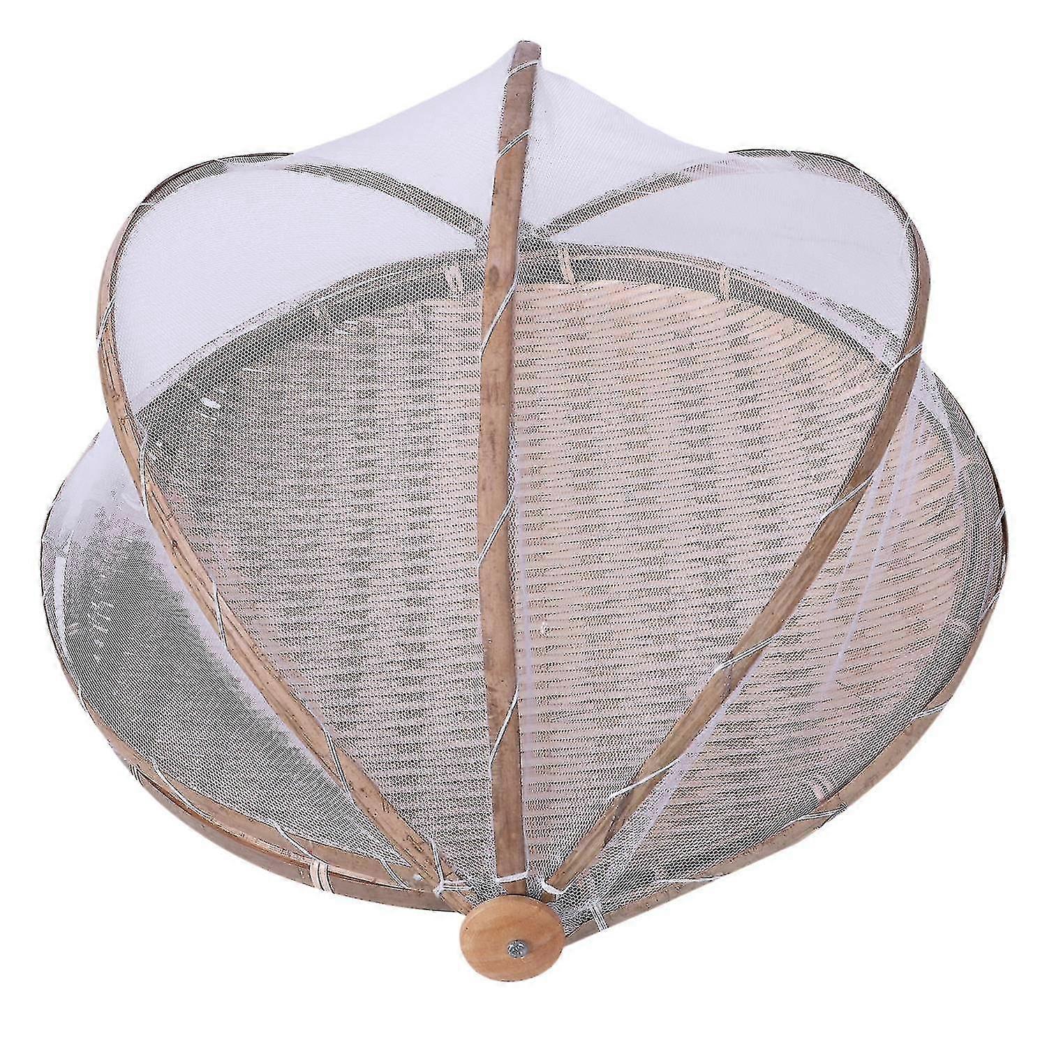 Handmade Bamboo Woven Bug Proof Wicker Basket Dustproof Picnic Tray