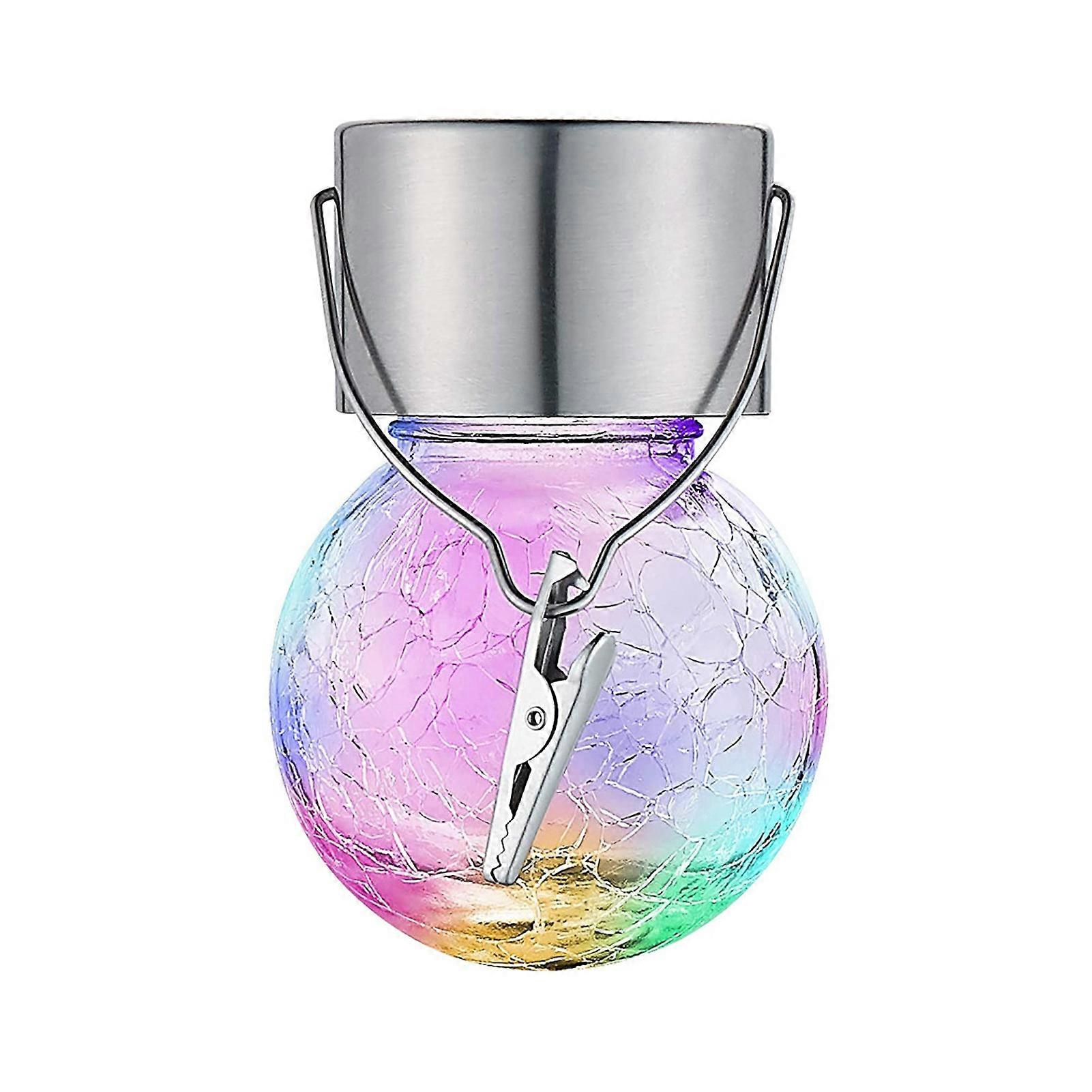 Decorative Ceiling Lamp Solar Powered Glass Energy-saving Waterproof Ball Colorful Hanging Light for Daily Use