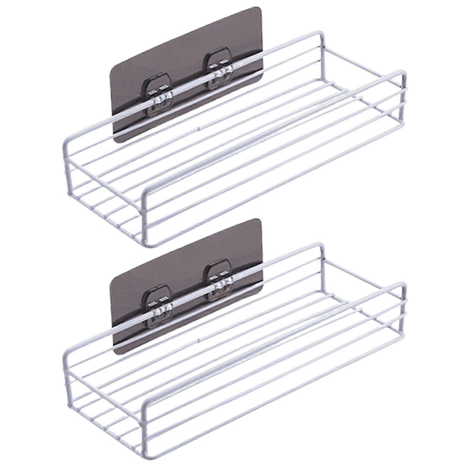 2Pcs Floating Shelves Wall Mounted Storage Rust-proof And Easy to Clean with Black Metal Frame for Bathroom Bedroom Kitchen KAESI