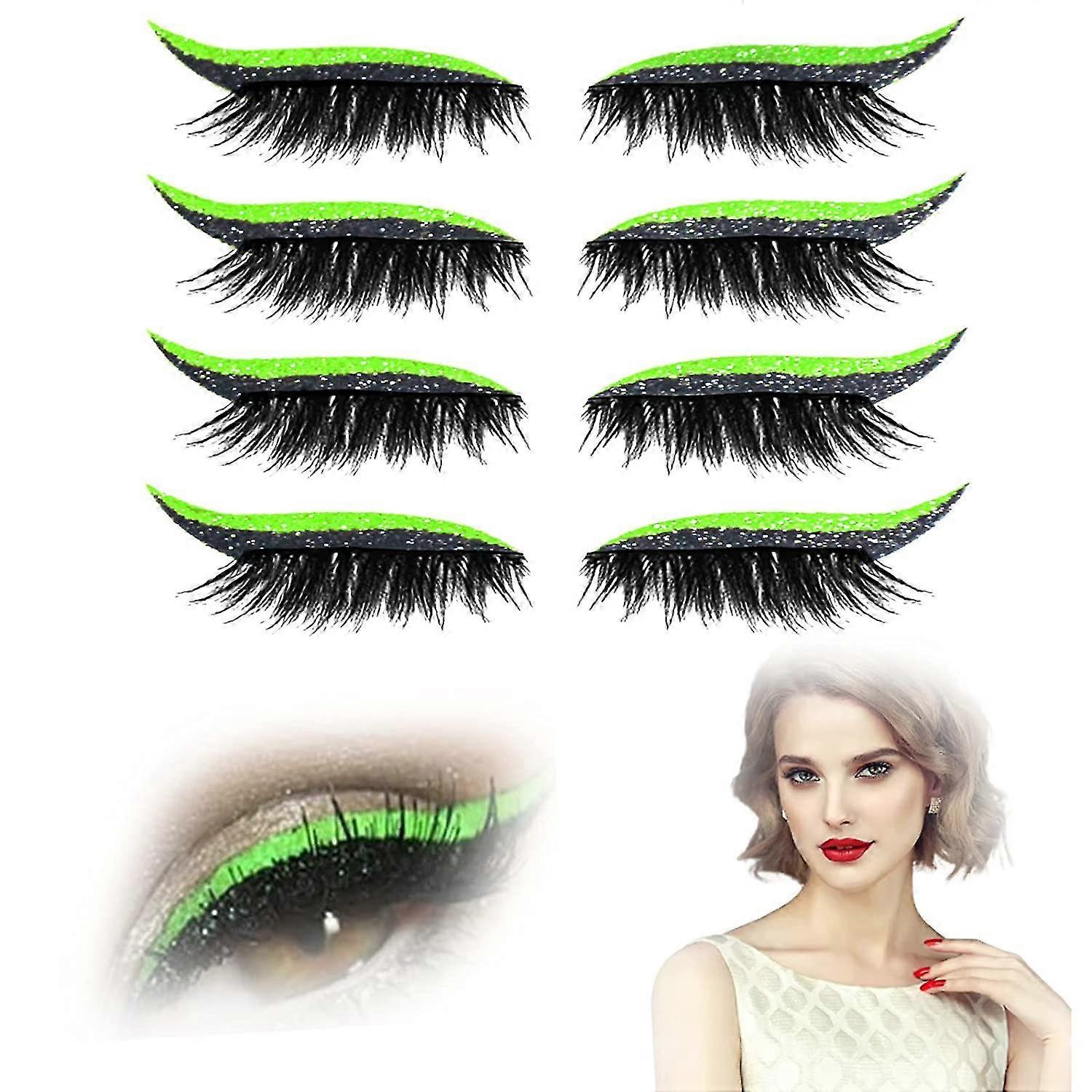 Eyeliner Sticker With Eyelashes, Reusable Eyeliner & Eyelash Stickers, False Eyelashes With Eyeliner Waterproof