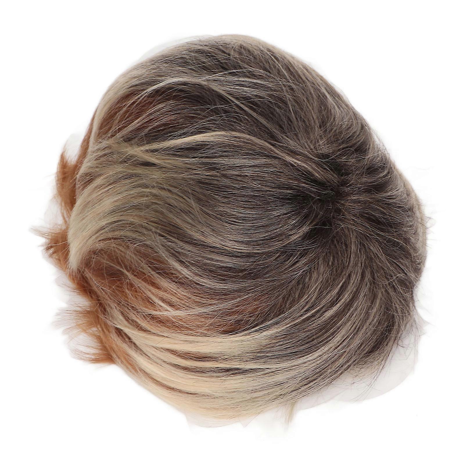 Men Short Wig Synthetic Layered Fluffy Heat Resistant Multifunctional Soft Adjustable Hair Wig