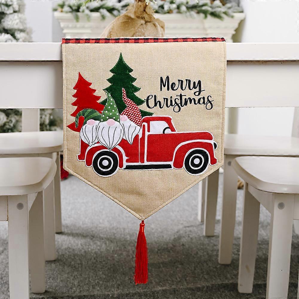 Christmas Table Runner, Theme Dinner Table Flag Placemat Embroidered Table Cloth for Dining Room Christmas Decorations