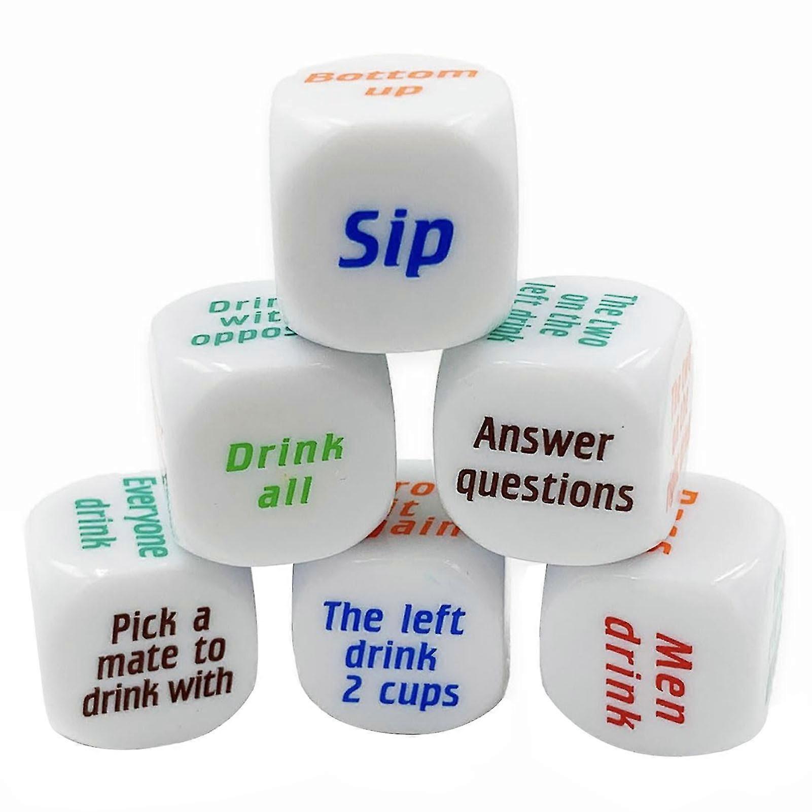 6pcs Dice 25mm Drinking Dice 6 Sided Different Letters Smooth Edge Round Corner Game Fun Acrylic Party Dice