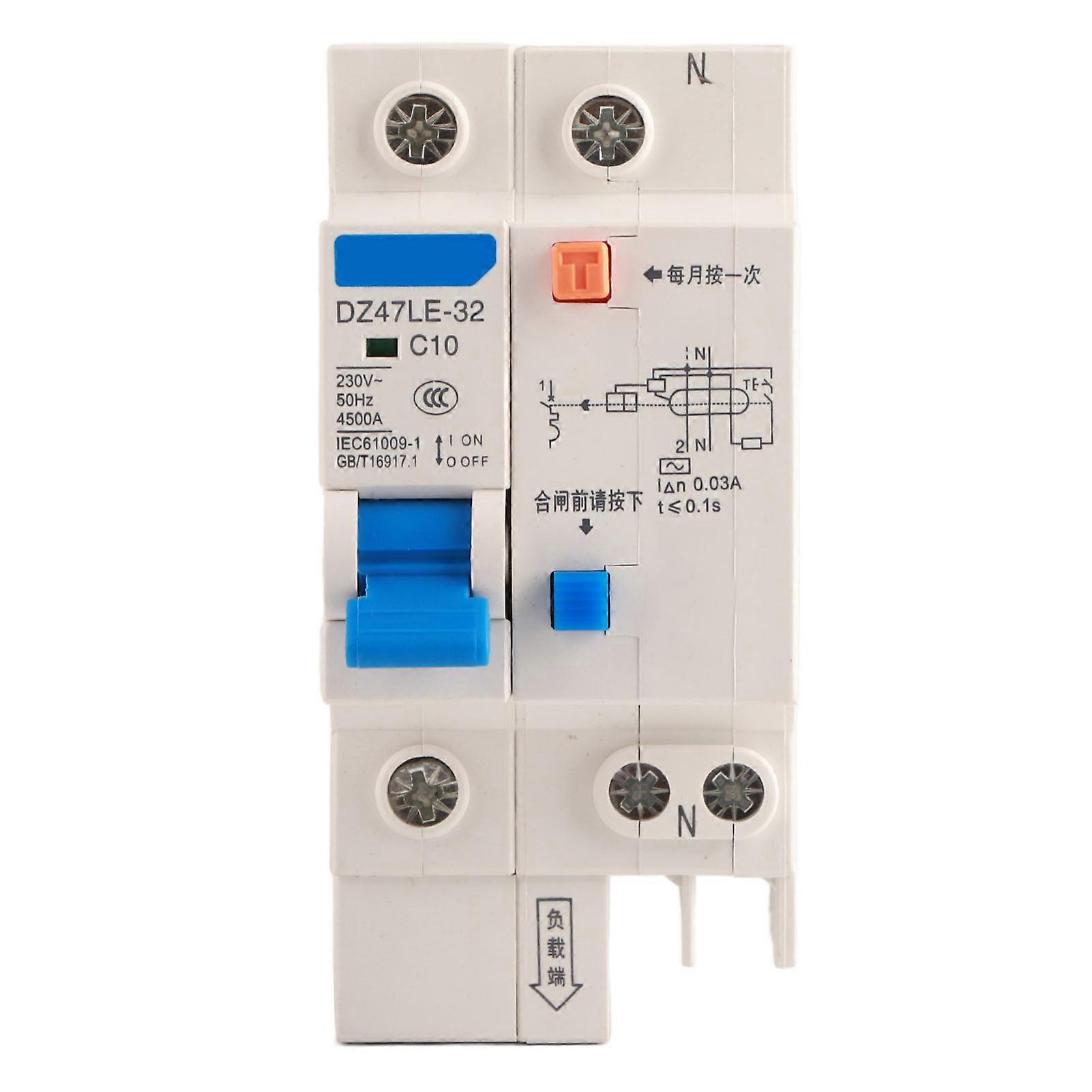 DZ47LE 32 1P+N 10A Residual Circuit Circuit Breaker Over Current Leakage Protection