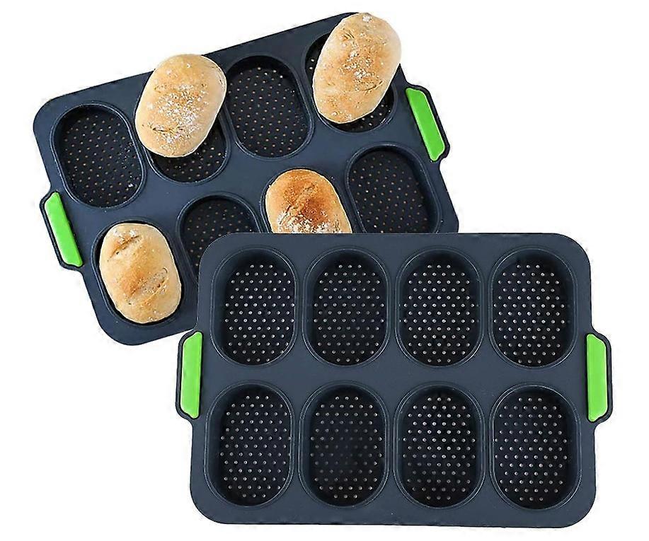Baguette-Pfannen zum Backen, 2er-Pack Silikon-Mini-Baguette-Backblech, Antihaft-Hamburgerbrtchen Sandwich Maker - BPA-freie Backwerkzeuge