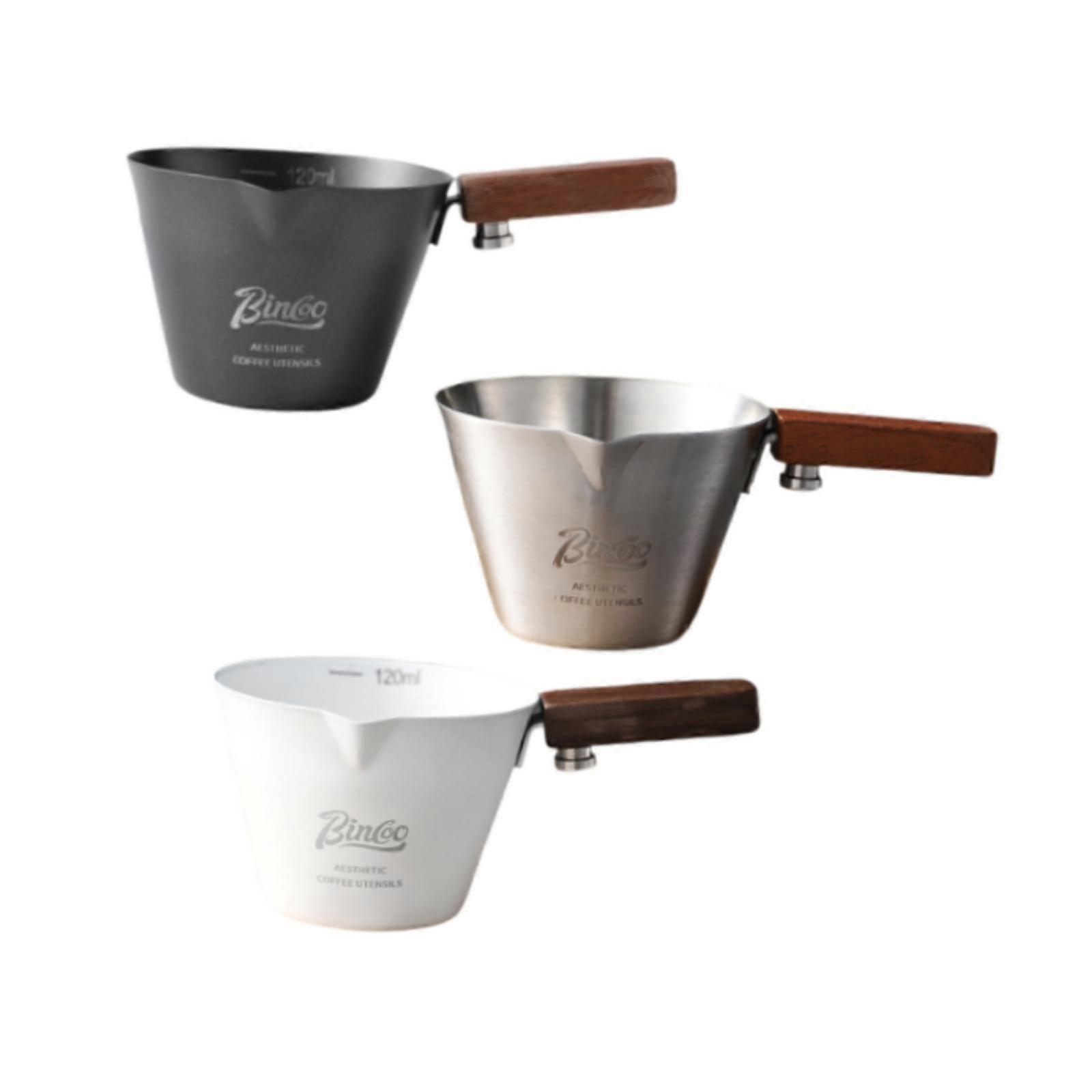 3 stk rustfrit stål espresso målebæger med håndtag til fest restaurant sort argent hvid