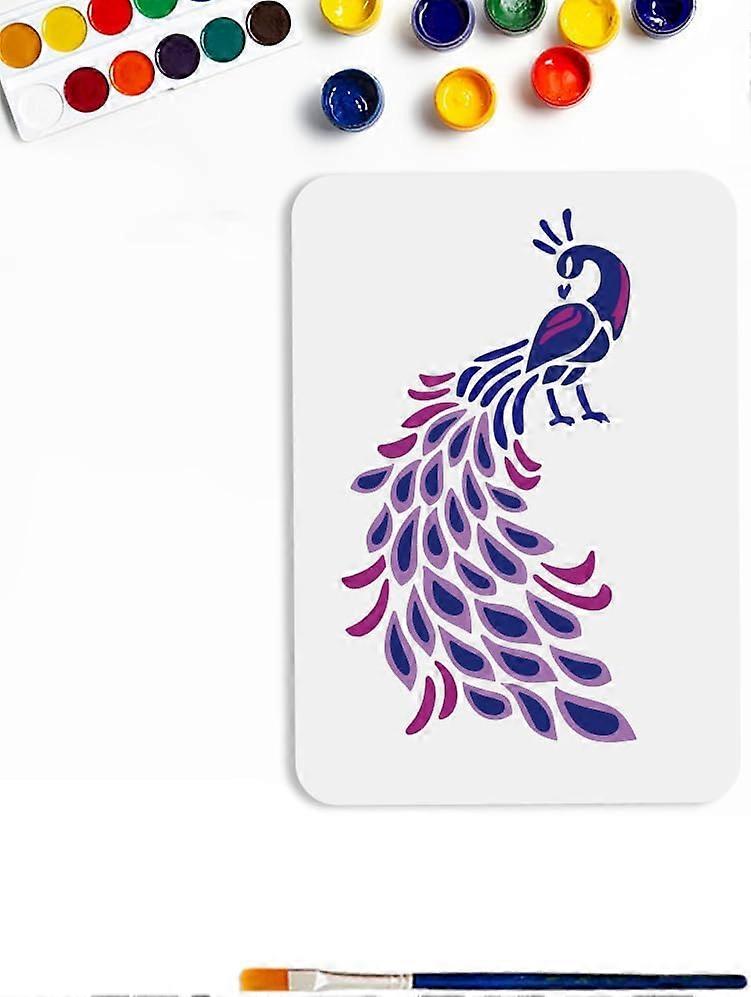 2pcs Layered Peacock Template A4 Size Peacock Feather Template 11.7x8.3inch Reusable Elegant Animal Theme Painting Stencil for DIY Craft Wood Window F