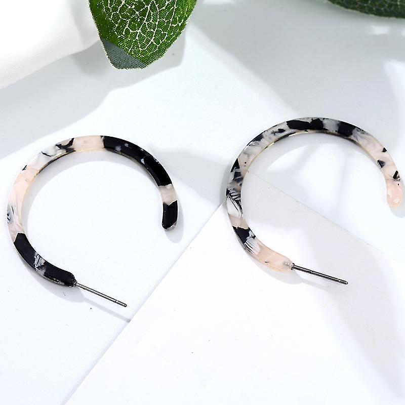A Pair/ Set Of Fashion Earrings Vintage Geometric Simple Leopard Caramel Color Acrylic Jewelry