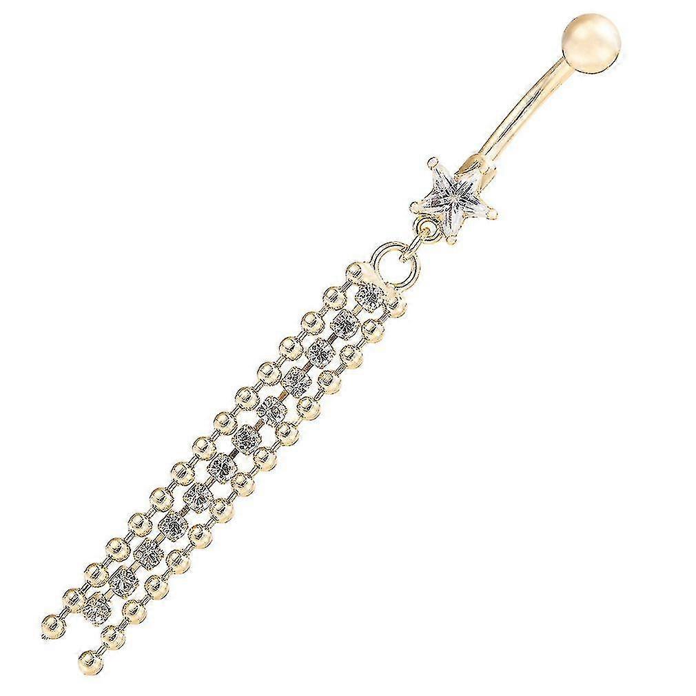 Five-pointed Star Belly Button Ring Long Chain Belly Button Nail Tassel Belly Dance Belly Button Button