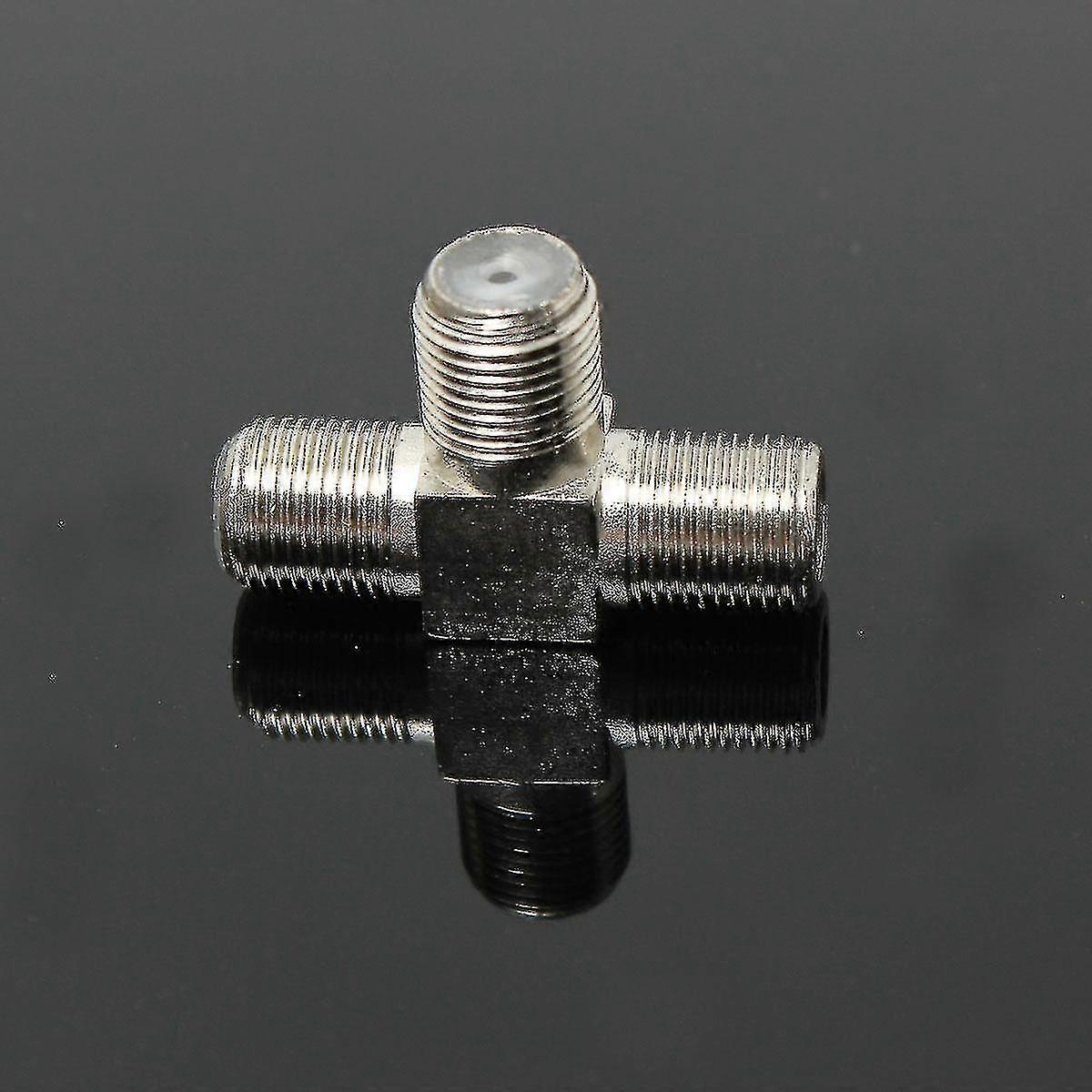 Hmwy-10pcs Thread F Socket T Splitter Adattatore Tv via cavo Aerial Freeview Virgin Media Argento
