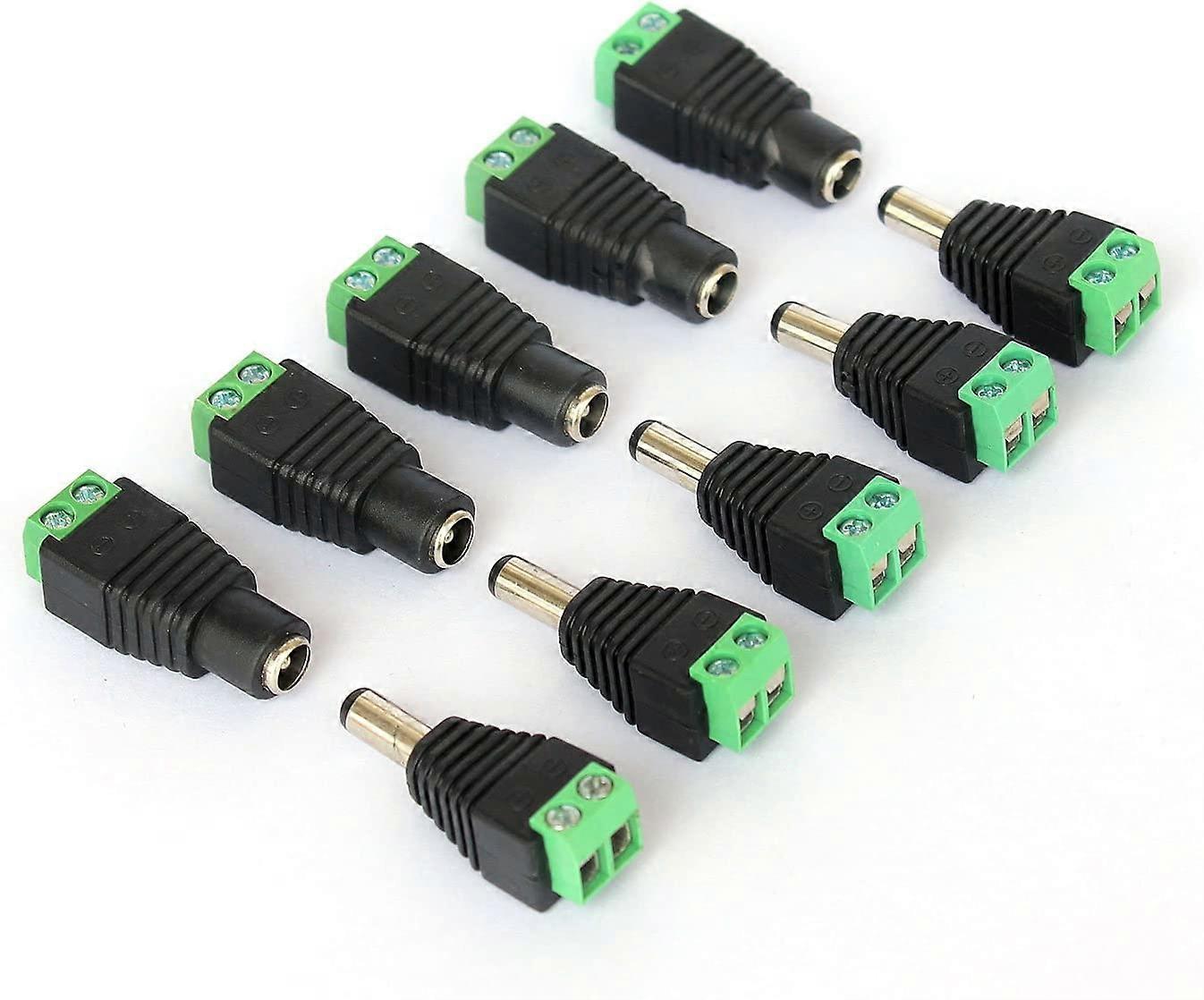 10x Male/female DC connector for video surveillance camera 2.1 x 5.5 mm