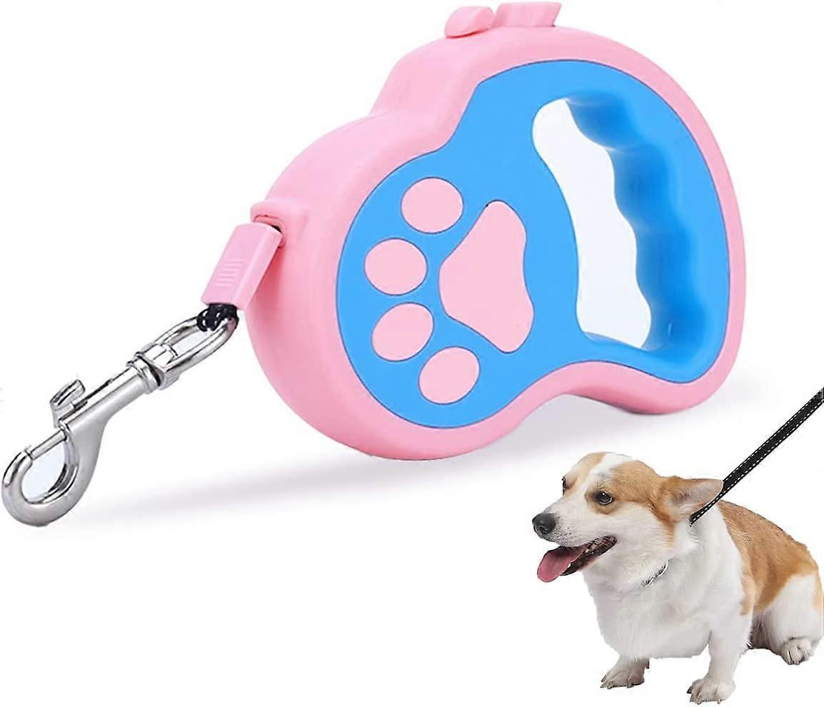 Retractable leash, 3M retractable leash, one touch stop/lock, suitable for small, medium and large dogs. Pink + Blue