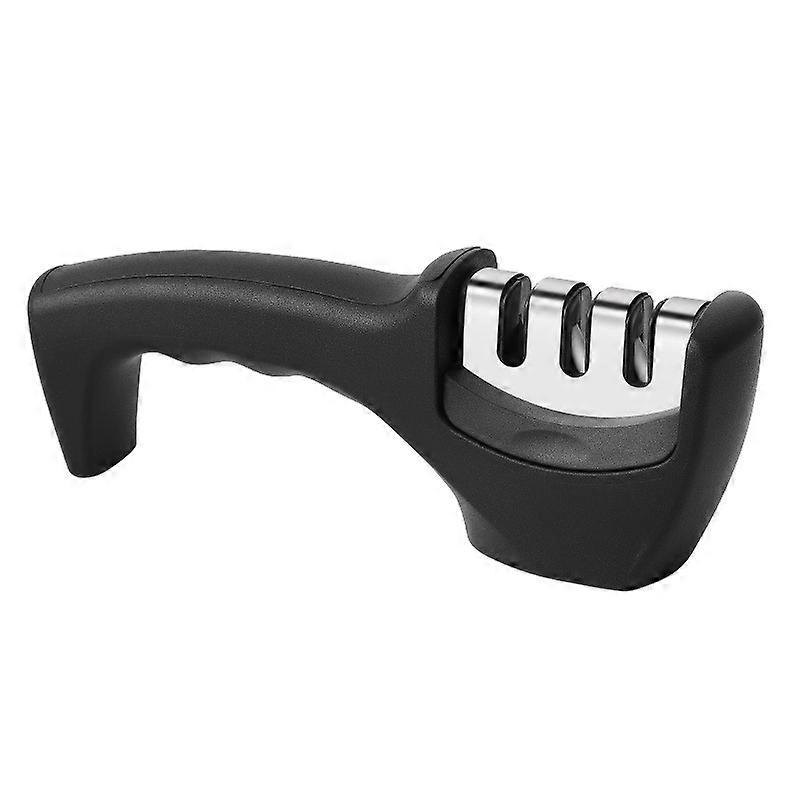 Classic Professional Knife Sharpener - 3 Notches - Black - Manual Sharpener - Coarse, Fine Sharpening, Sharpening, Deburring, Shaping, Grinding, Polis