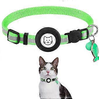 Collare per gatti Airtag (verde), collare per gatti Airtag riflettente con campana e copertura della staffa Airtag impermeabile in silicone, adatto per fibbia di sicurezza staccabile 
