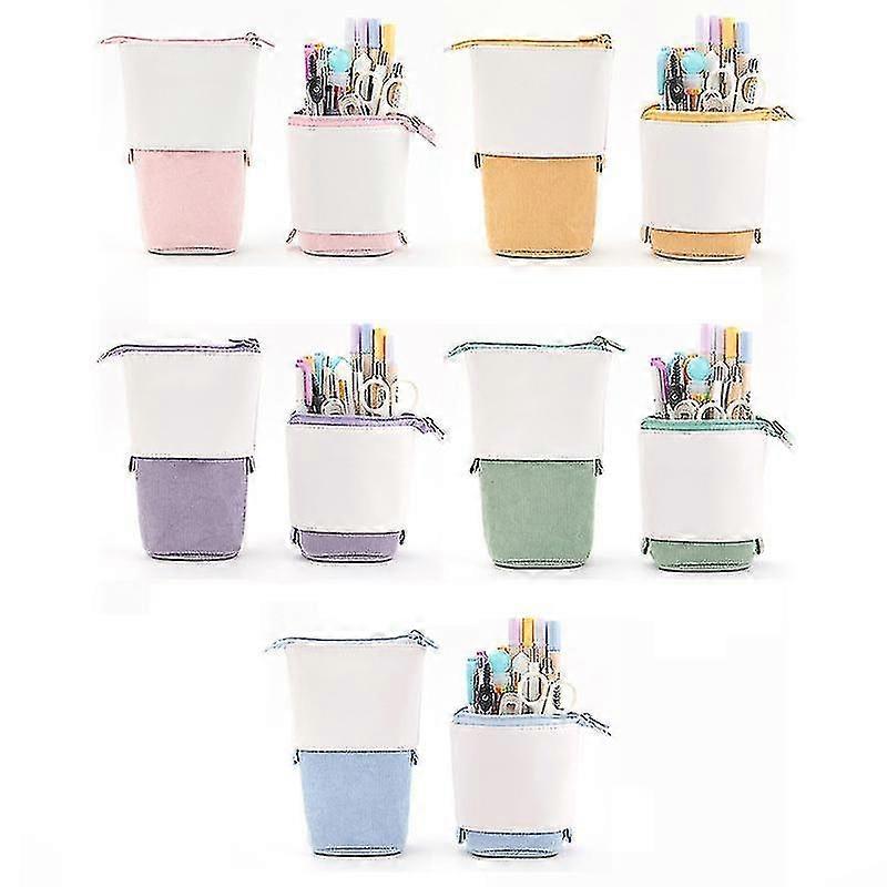 Standing Pencil Case For Girls Solid Color Pull-down Retractable Pencil Case Stationery Storage Pen Case