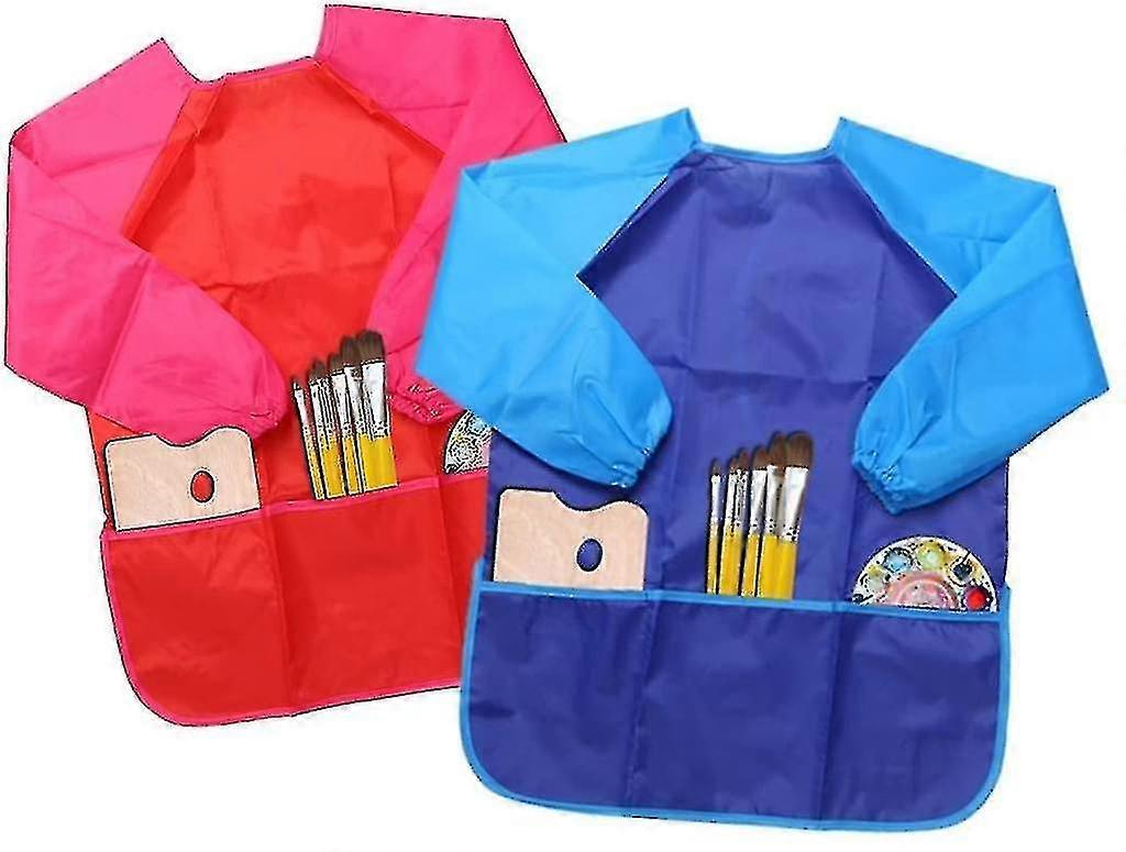 Barn 4-8 år, 2-delad målningsmock / hantverksförkläde / långärmad smock / vattentätt förkläde för pojkar