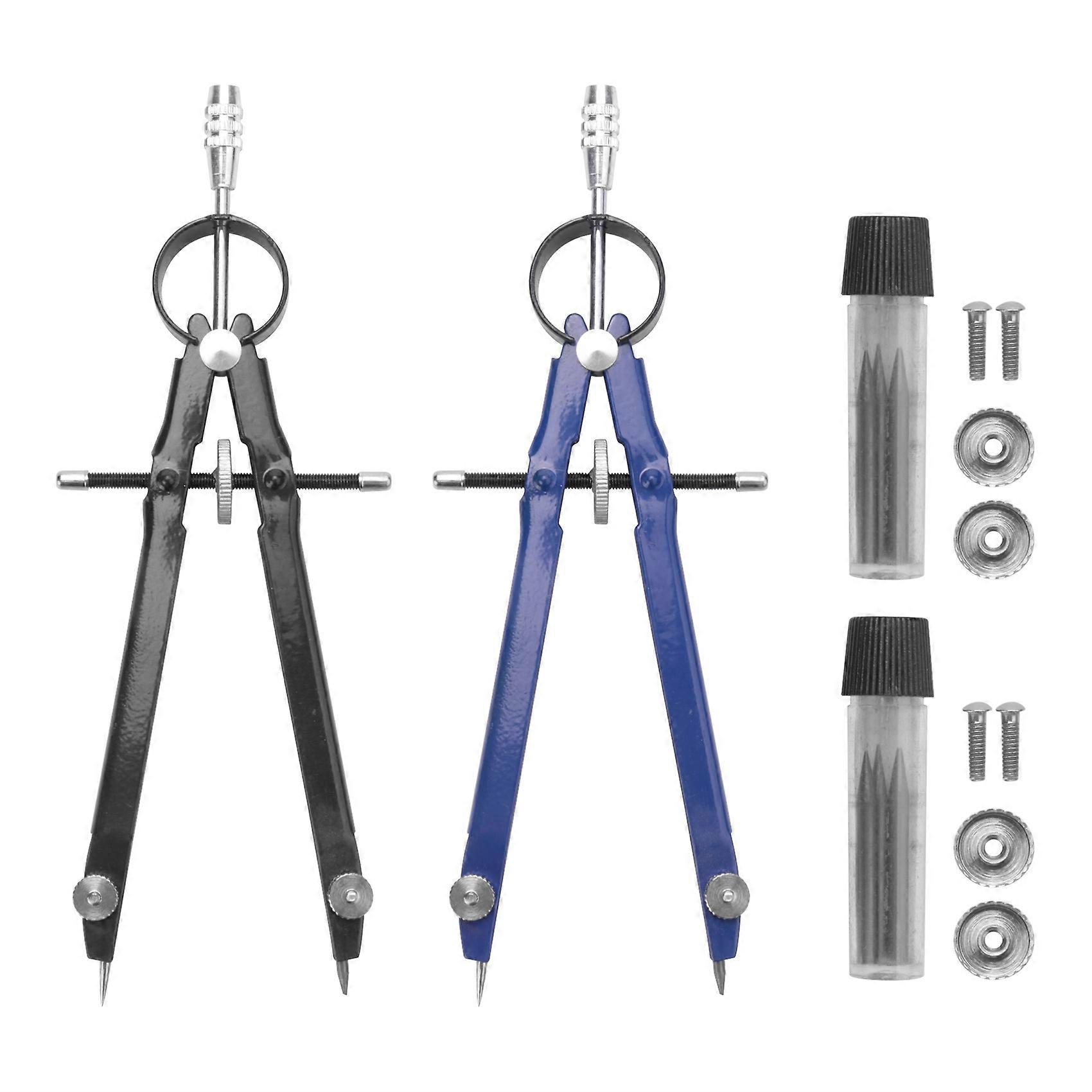 Professional Compass with Lock, Compass for Geometry, 6inch Spring Bow Compass, Precision Compass Math, Drafting Compass, Compass Drawing (2 Pack)