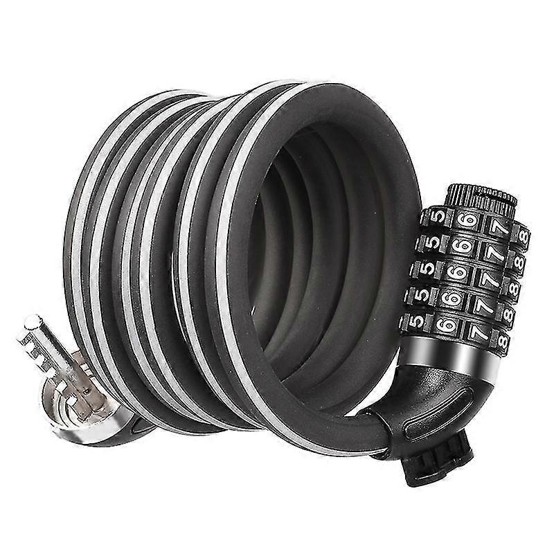 Bicycle Lock 5Digit Code Combination Steel Reflective Cable 1.8M