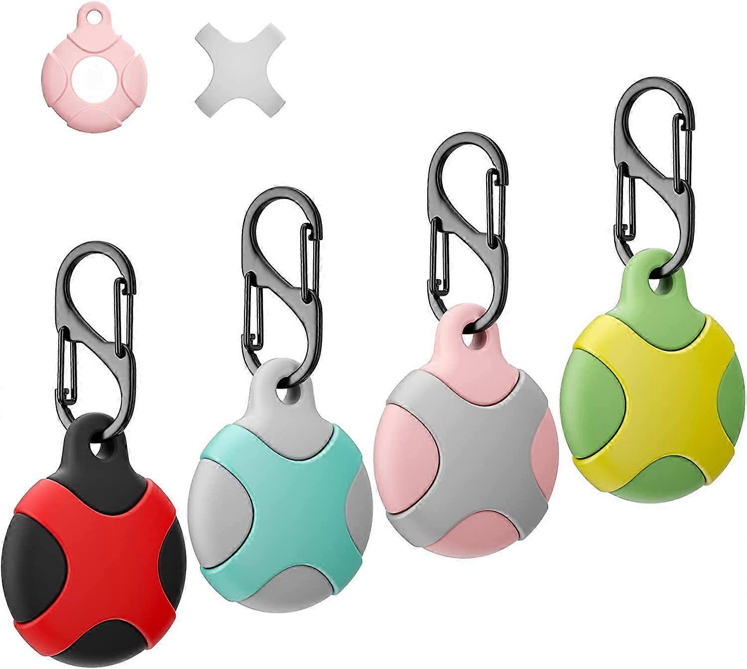 4 Pack Silicone Case for Apple AirTag with Keychain, Waterproof Anti-Scratch and Compatible AirTags 2021 Pets, Keys, Luggage, Backpacks (Multiple Colo