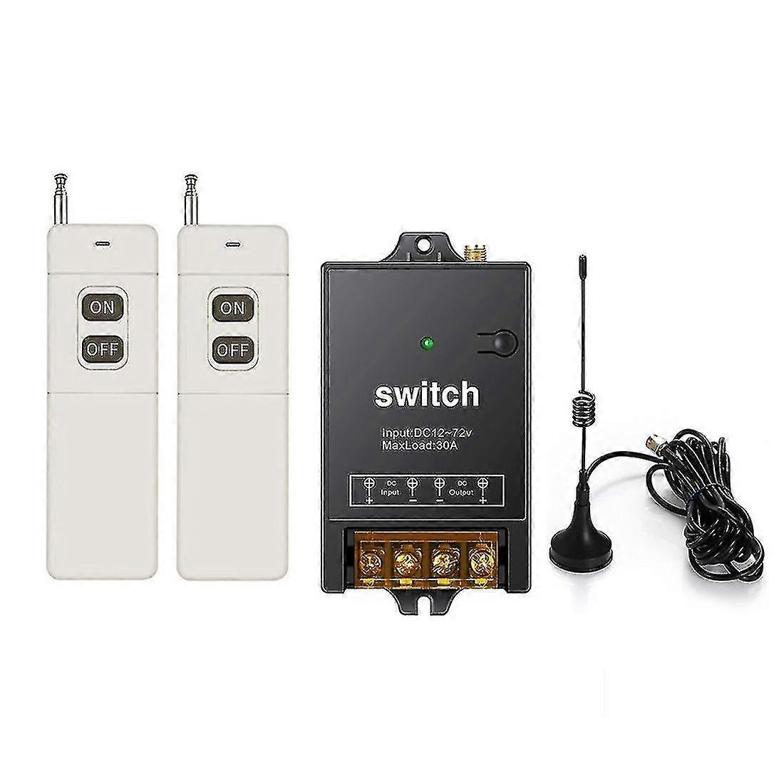 Wireless Remote Control Switch,3000M Long Distance,DC 12-72V /40A Relay Wireless RF Switch for Water Pump Lighting