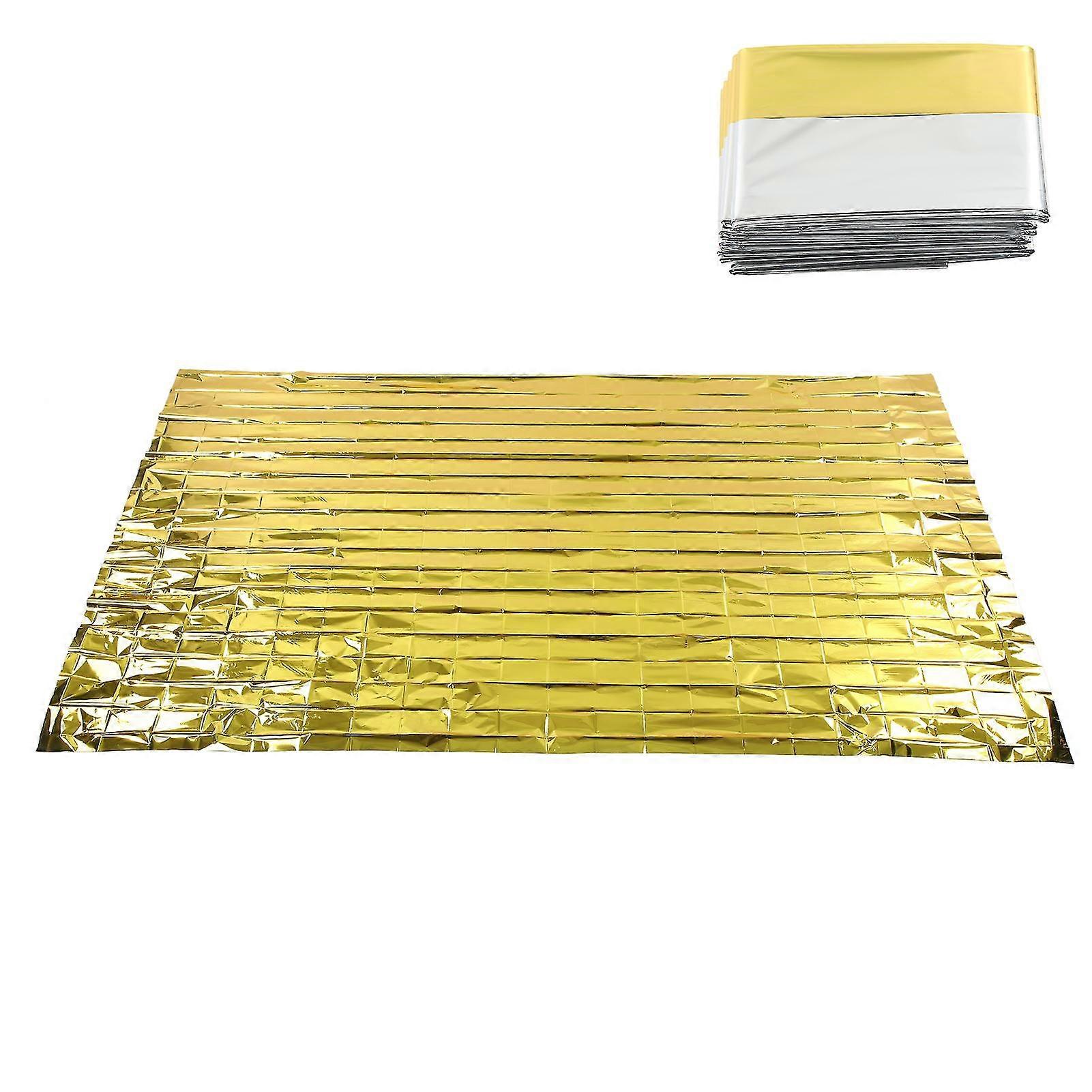 3PCS Emergency Sleeping Bags Waterproof Reflective Thermal Blankets 140x210cm - Gold Silver