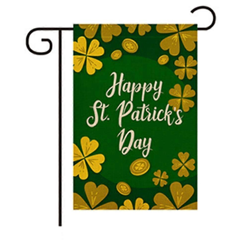 Drapeau de jardin en toile de jute « Joyeux Saint-Patrick », drapeaux de décoration extérieure à motif trèfle, 30 x 45 cm-shdsa
