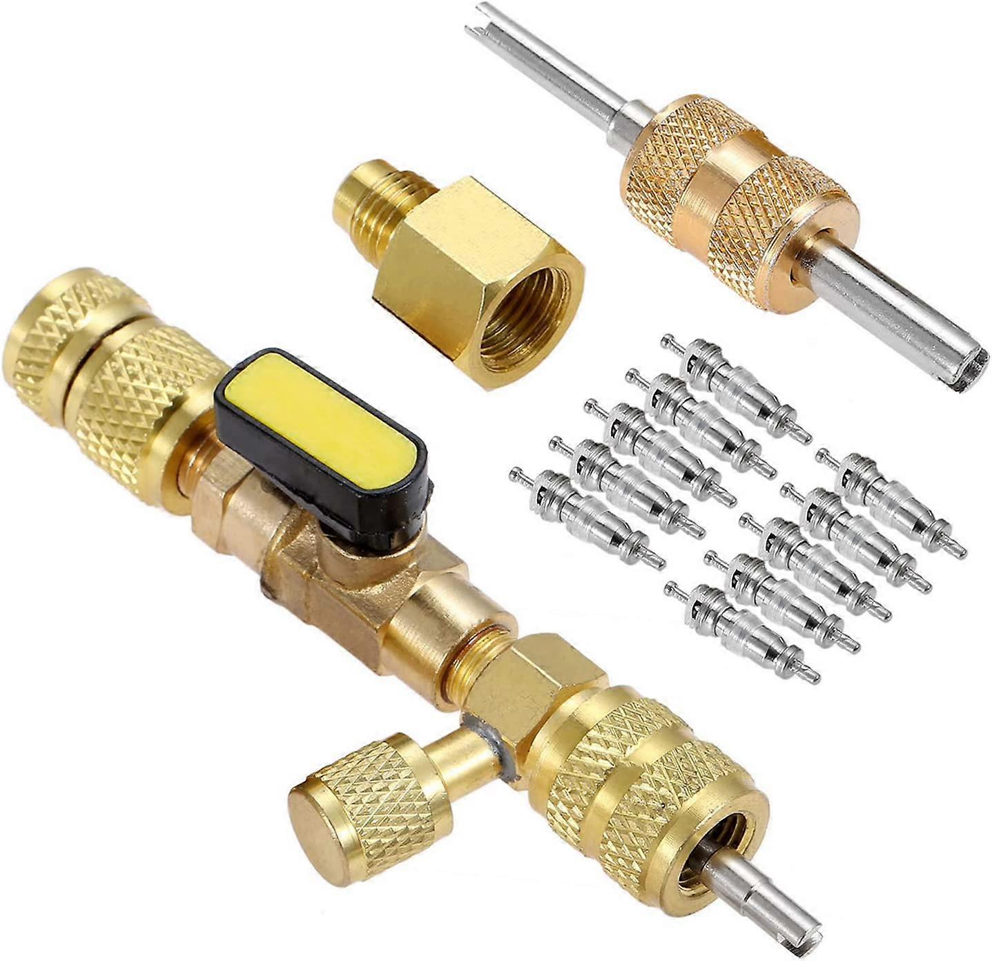 NEW R410A R22 Valve Core Remover Installer Tool with Dual Size SAE 1/4 & 5/16 Port for R404A R407C R134A R12 R32 HVAC System
