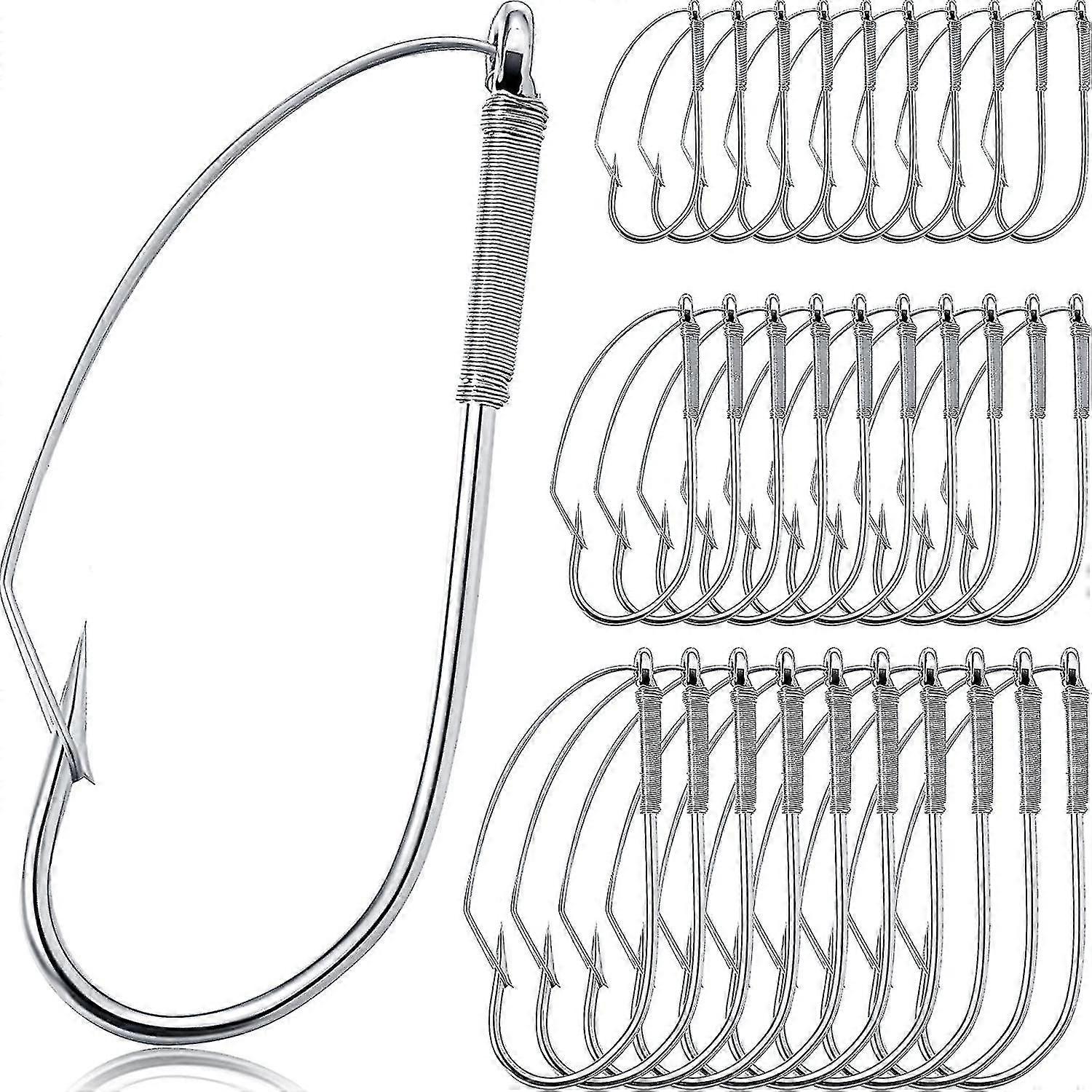 50 قطعة الاعشب الصيد هوكس أحمق دودة هوكس أحمق تلاعب الصيد السنانير الكربون الصلب الصيد هوك أحمق مع حارس الاعشب لطعوم دودة لينة