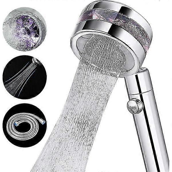 Shower head, high pressure hand shower 2 types with on/off button and 1.5 M hose, rain shower head with water saving function, shower head