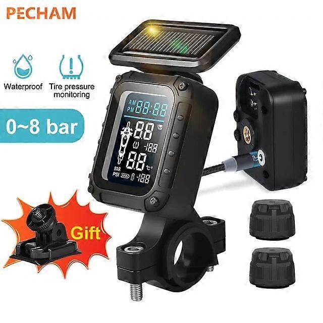 Motor Vehicle Sensors Motorcycle TPMS Solar Power Tire Pressure Monitoring System Colorful Display Temperature Alarm Sensor Alarm System TPMS Moto