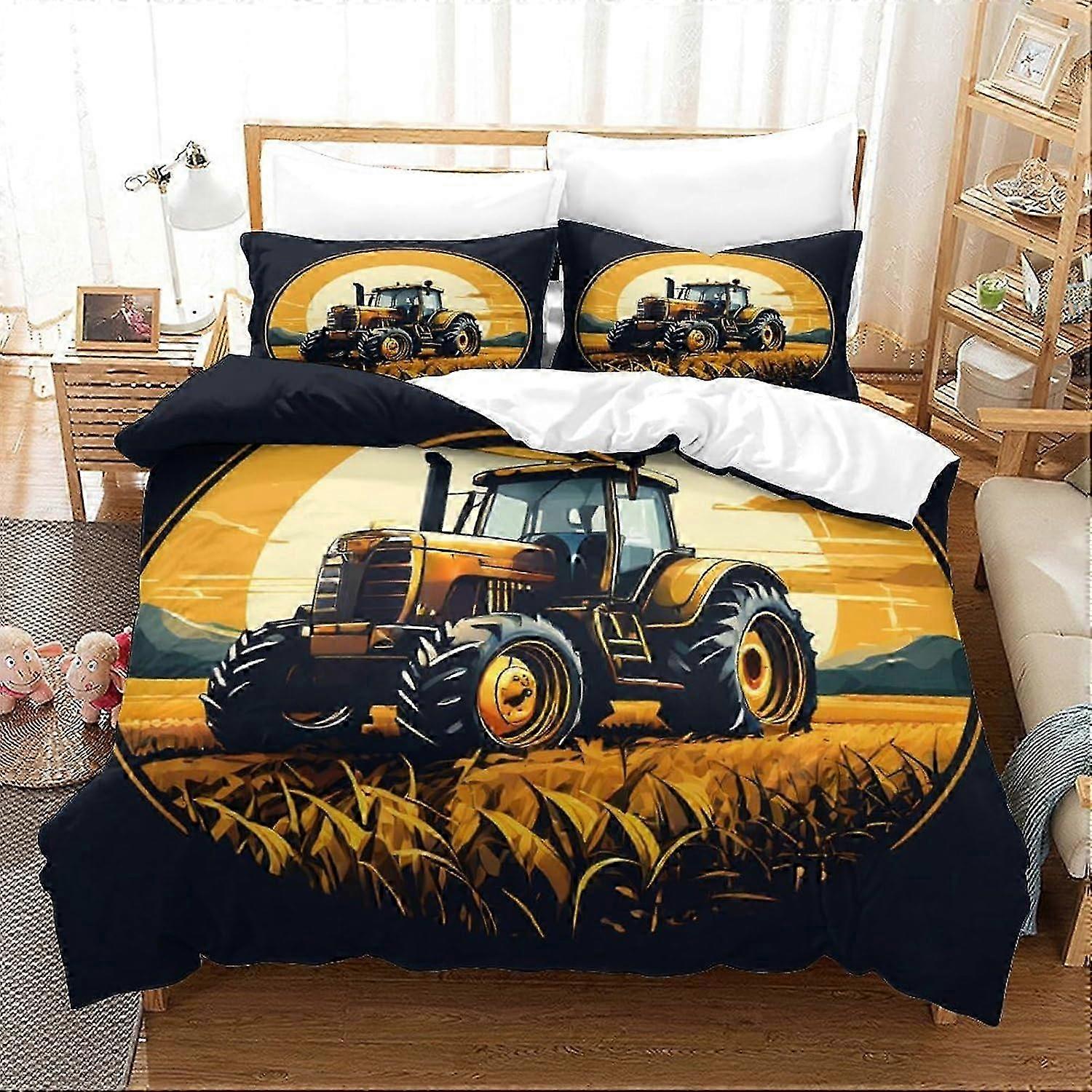 J1720 Lakens Tractor Dekbedovertrek Sets 3D Geprinte Dekbedovertrekken Beddengoed Dekbedovertrek met ritssluiting Zachte Microvezel Toepassen op Kinderen Jeugd 3 Pi