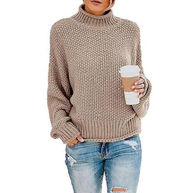 Women's Turtleneck Sweater Knit Lamb Wool Pullover for Autumn Winter